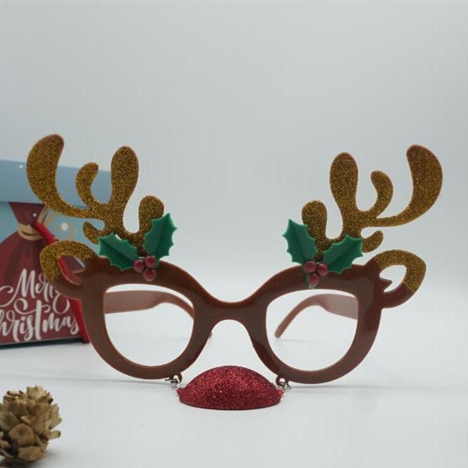 Christmas Cute Pair of Glasses Antlers Funny Holiday Gift Party Supply Glasses