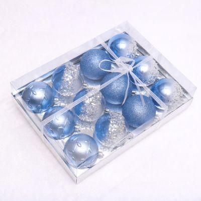 High Quality Ice Blue Hand Painted Christmas Ball