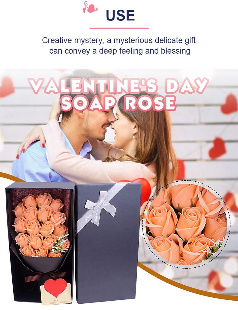 Source Factory Goods Teacher′s Day Gifts 18 Soap Bouquets PVC Gift Boxes Roses Wholesale Valentine′s Day Gifts