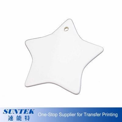 Christmas Gift DIY Custom Printing Picture Sublimation Ceramic Pendant Ornament Pentagram Shapes