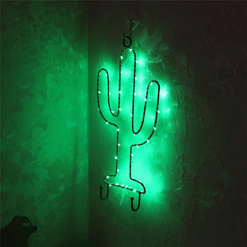 Metal Cactus Shaped Copper Wire Lamp Christmas Bar Decorative Light