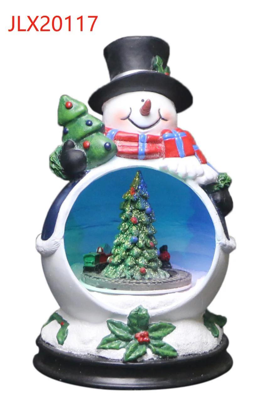 Christmas Snowman Spinner Filled Snow Globe Lantern Christmas Village Decoration Spinning Snow Globe with Swirling Glitter