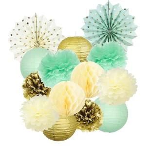 Umiss Paper Fan Honeycomb Balls Birthday Decorations Baby Shower Decorations