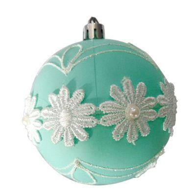 8cm Light Green Hand Painted Plastic Christmas Ball for Decor