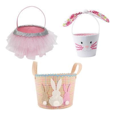 OEM&ODM Factory Direct Selling Easter Bunny Bucket Felt Candy Storage &amp; Home Decor Easter Felt Hand Candy Busket Kids Easter Gift