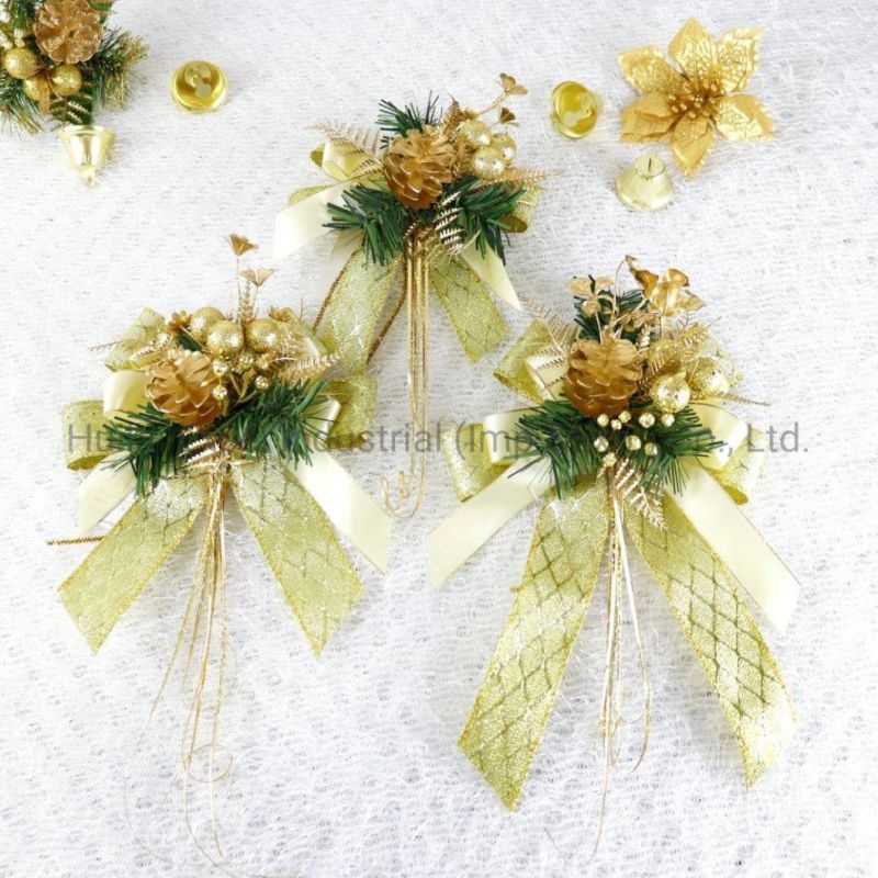 Golden Ribbon Bowknot Basket Window Decor Christmas Bow-Tie Large Bowknot