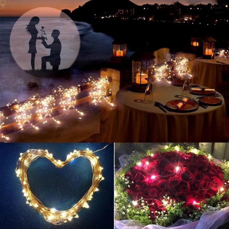 Solar String Lights LED Outdoor Garden Waterproof 2 Functions Christmas Day Decorative Copper Wire String Lights