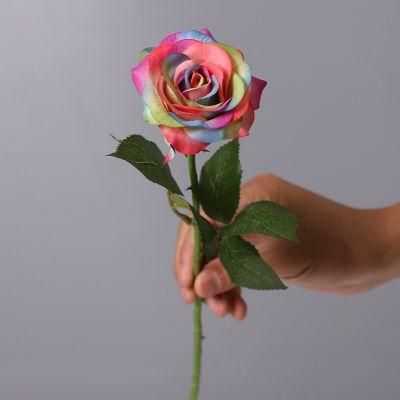 Inunion Hot Selling Simulation Single Real Touch Roses Artificial Flowers Moister Silk Rose