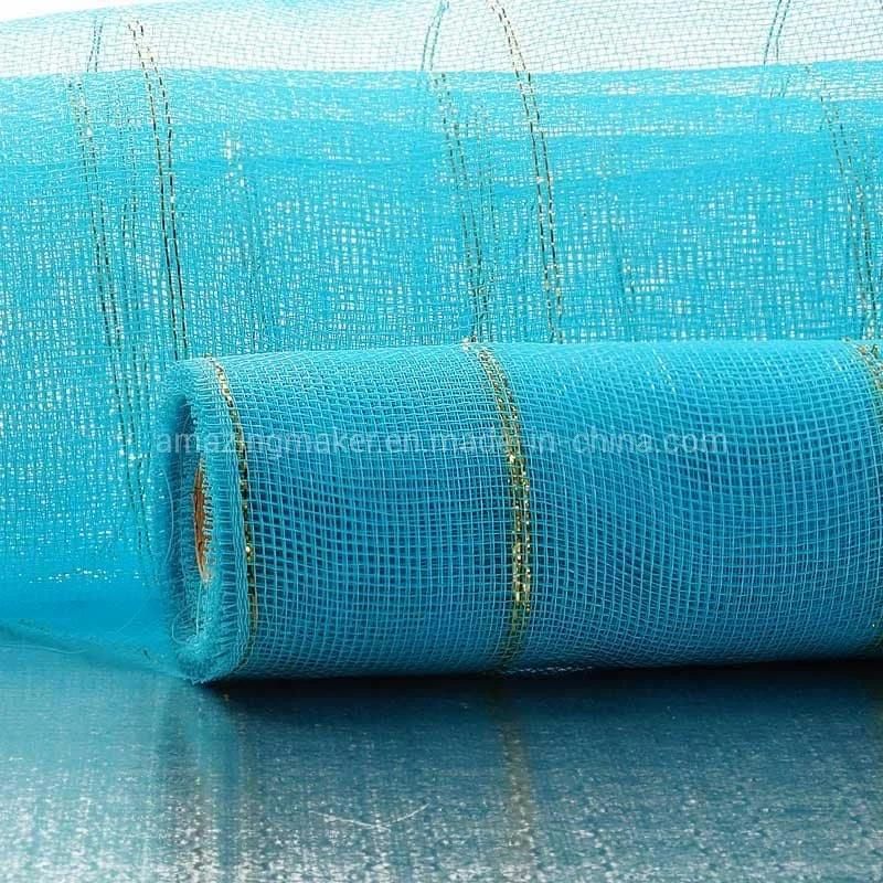 Wide Spaced Double Metallic Stripe 21′′ Wedding Packaging Deco Mesh