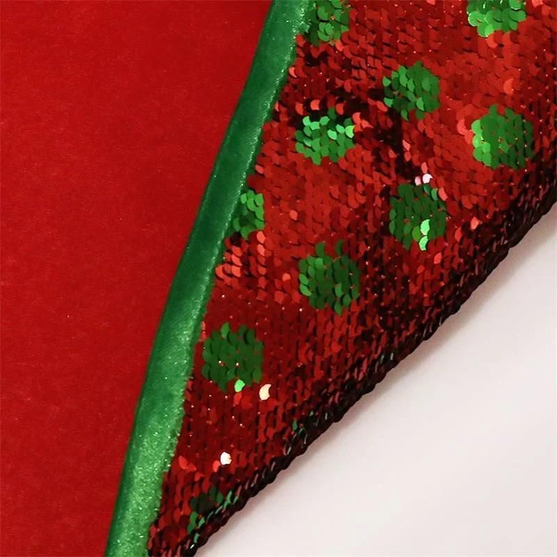 2020 New Christmas Decorations: Red Background, Green Dots, Beads, Christmas Tree Skirt, 48 Inch Christmas Tree Decoration