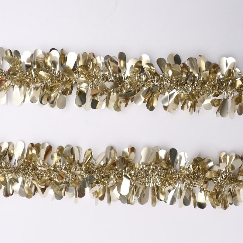 New Design Champagne Gold Pet Tinsel Garland Christmas Decoration