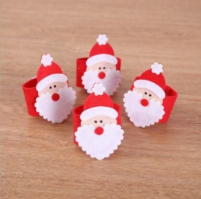 Christmas Napkin Buckle Santa Style Cute Napkin Ring Fabric Buckle Holder for Celebration
