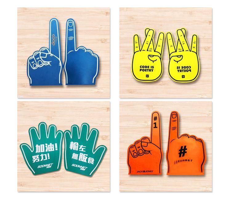 Promotion Gift Cheering EVA Foam Hand Concert Cheering EVA Fingers Advertising EVA Hand Sponge Hand Fan Finger for Sports Games