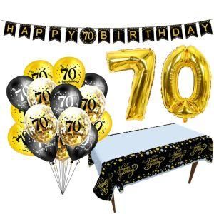 Black Gold 60th Happy Birthday Banner Helium Number Foil Balloon