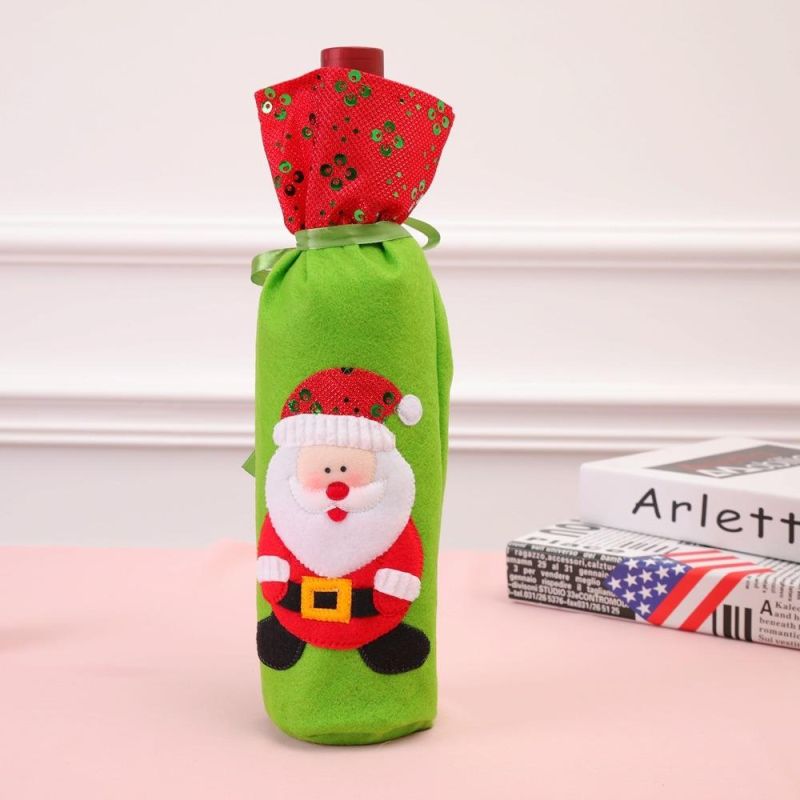 Christmas Sequin Patch Embroidered Wine Bottle Bag Xmas Gift