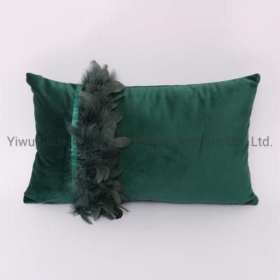 New Design Christmas Bolster Pillow with Feather for Holiday Wedding Party Home Decoration Hook Ornament Craft Gifts