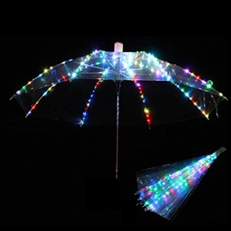 LED Luminous Transparent Umbrella with Flashlight