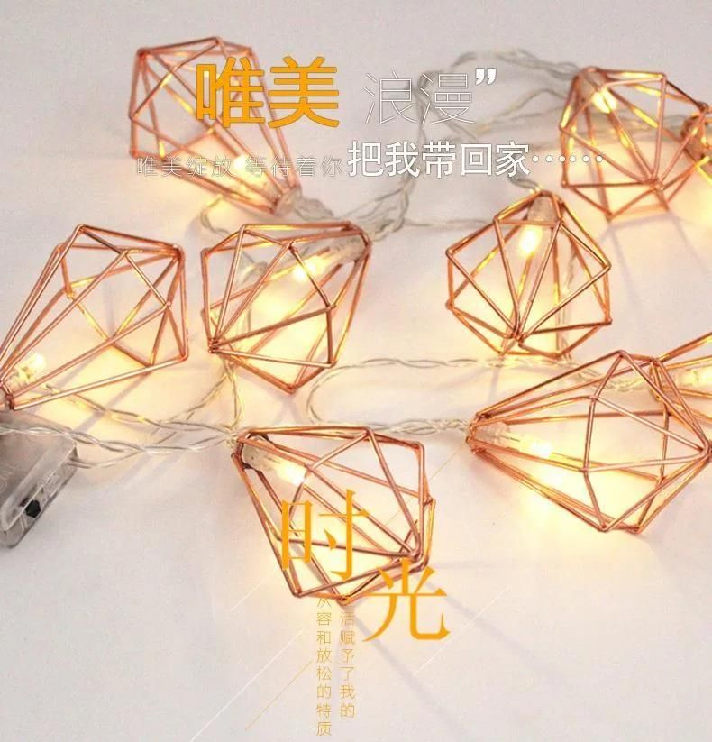 Wrought Iron Diamond LED Battery String Decoration Light