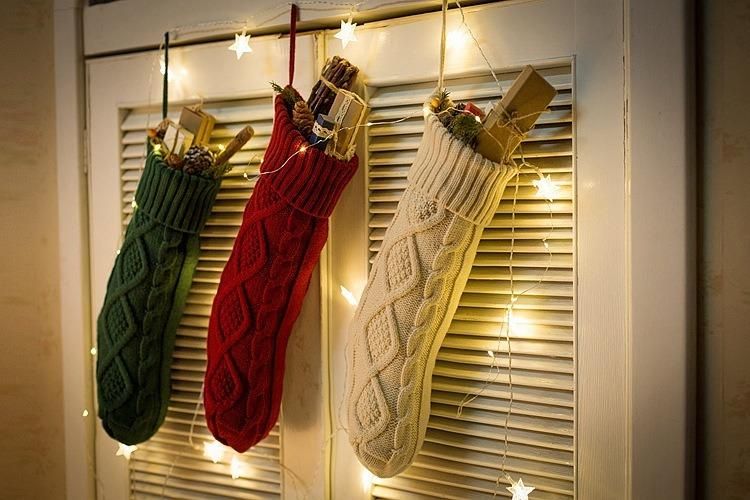 Large Size Knitted Socks for Christmas Gift Home Decoration Candy Bag Christmas Socks