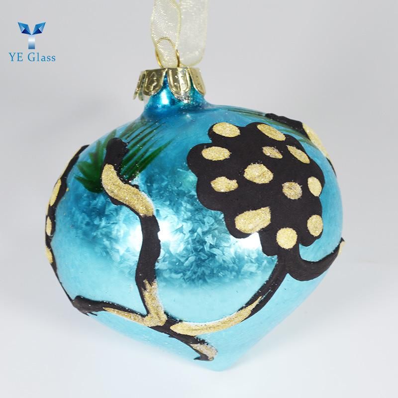 Customized Blue Christmas Balls with Black Pattern Gold Sequins