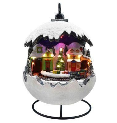 Great Design of Ball Train Rotation Feature Scene with LED Lights for Christmas Gifts House Decorations for Kids
