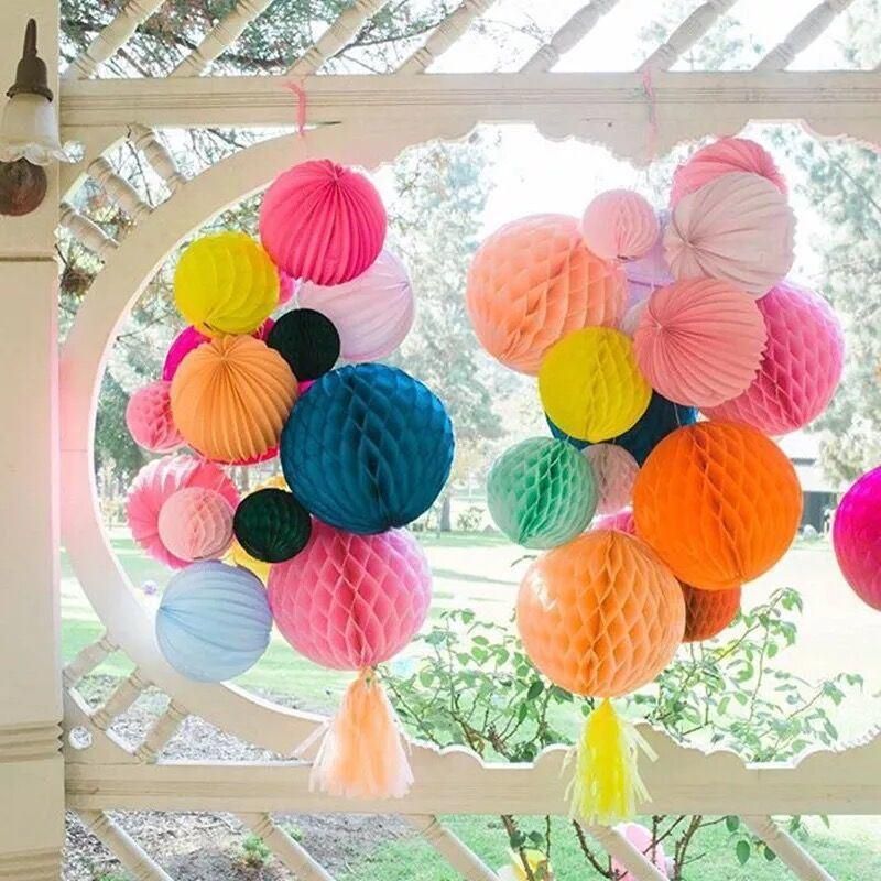 15 Pieces 7.62cm 15.24cm 20.32cm Paper Honeycomb Ball Party Ball Paper Ball Partner Design Art Craft Hanging Ball Ball Party Wedding Birthday Nursery Decoration