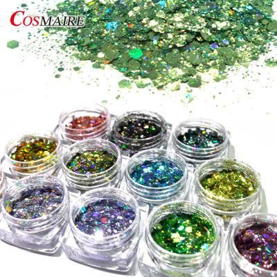 Cosmaire Holographic Glitter Fine Chunky Mix Glitter for Nails Body Resin Crafts Making