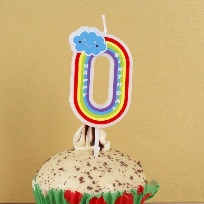 Happy Birthday Cake Cupcake Topper Candle Cartoon Rainbow Number Candles