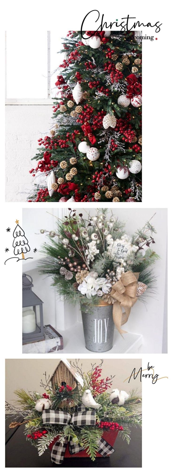 20cm Christmas Pick with Pine Cone and White Berries