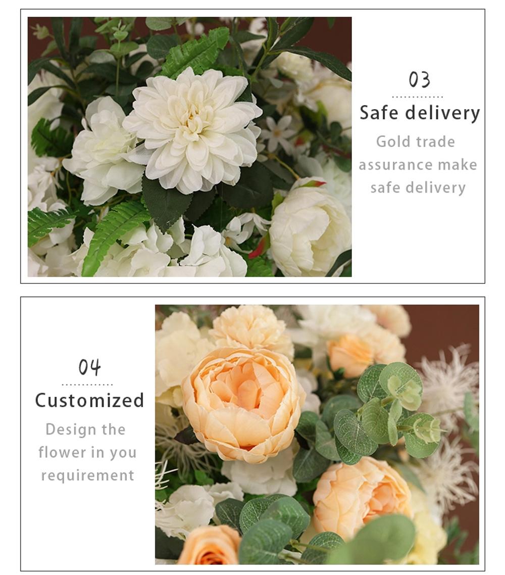 Wholesale White Silk Wedding Rose Artificial Flower Ball Home Decoration Flower Ball