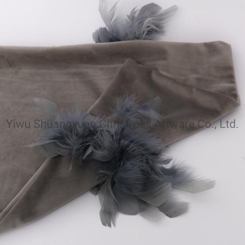 New Design Christmas Bolster Pillow with Feather for Holiday Wedding Party Home Decoration Hook Ornament Craft Gifts