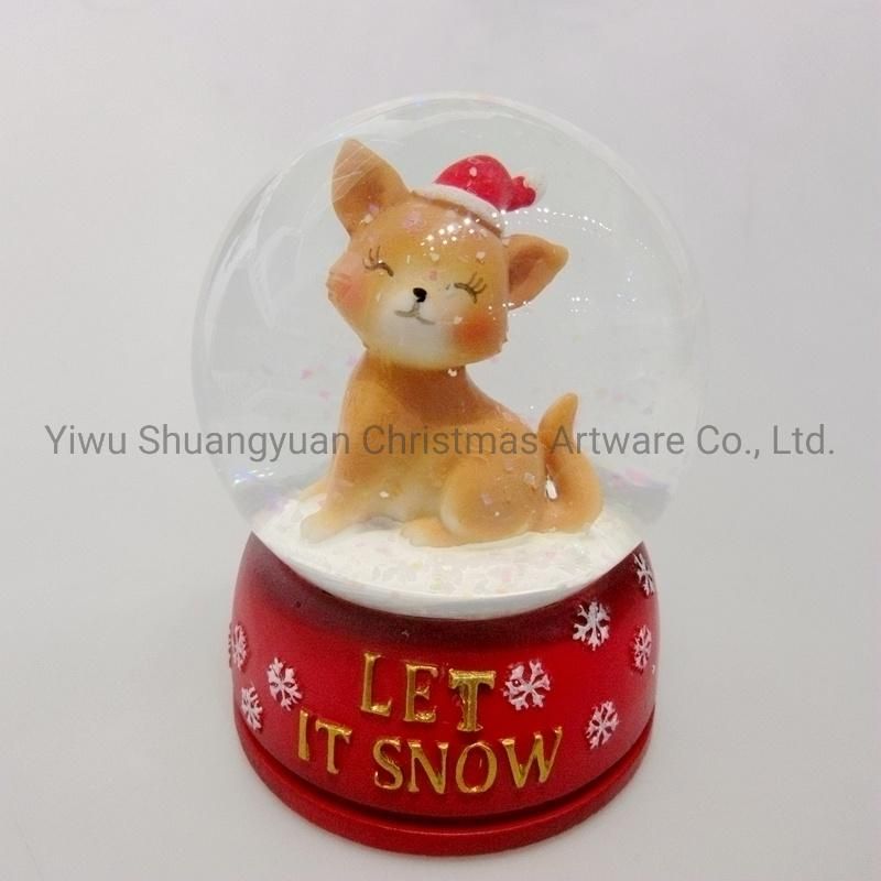 Christmas Snow Globe Cat with LED Decor for Holiday Wedding Party Decoration Supplies Hook Ornament Craft Gifts