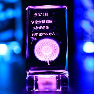 2016 3D Laser Engraving Flower Crystal Cube Crystal Wedding Gift