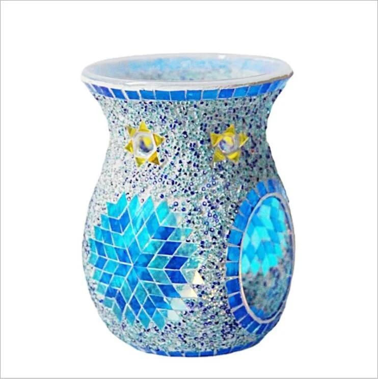 Handmade Glass Candlejar Coloreful Mosaic Hurricane Tealight Candle Holder