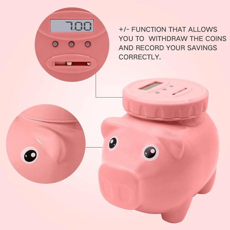 Pig Shape Digital Coin Bank for Kid′s Gift