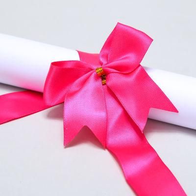 2020 Free Sample Big Pink Ribbon Bows Good Quality 100% Polyester Gift Decoration