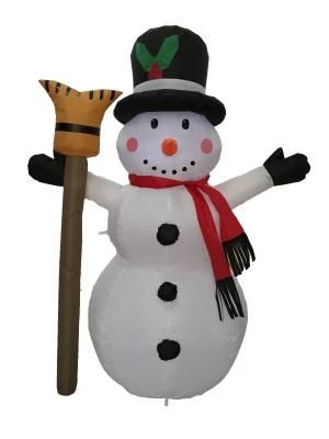 4FT Christmas Snowman High Hat Inflatable with Scepter Home Decoration