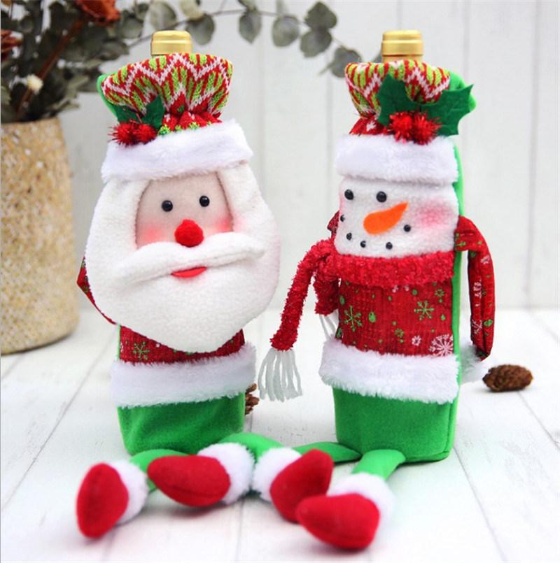 Wine Bottle Cover Christmas Decorations Snowman Stocking Gift Home Decorations