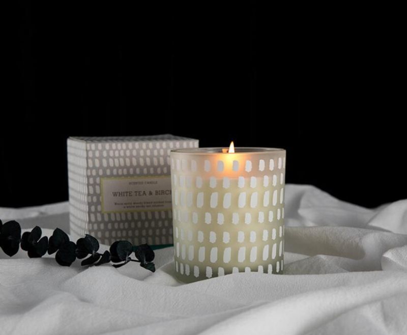 Wholesale Frosted White Spot Glass Jar Taper Candle Holder with Luxury Box