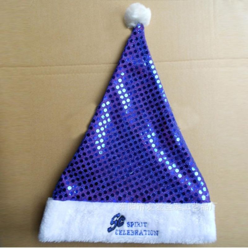 Factory Whole Sales Kinds of Xmas Hat with Velvet Woven Material Silk Printing embroidery Logo Bronzing Logo