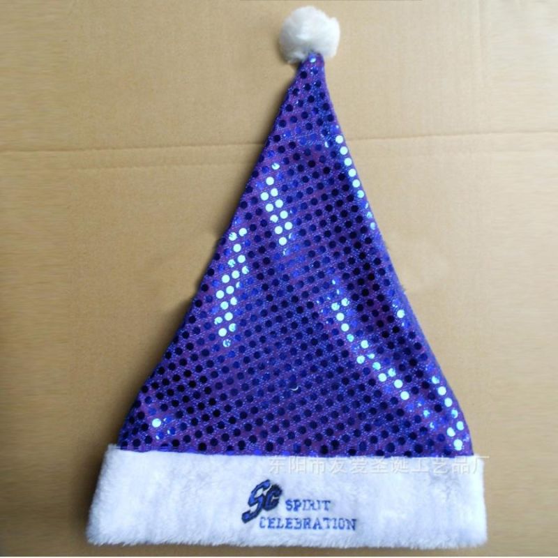 Factory Whole Sales Kinds of Xmas Hat with Velvet Woven Material Silk Printing embroidery  Logo Bronzing Logo