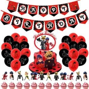 Insect Theme Girl Cartoon Birthday Decorations Banner Cake Topper Balloons