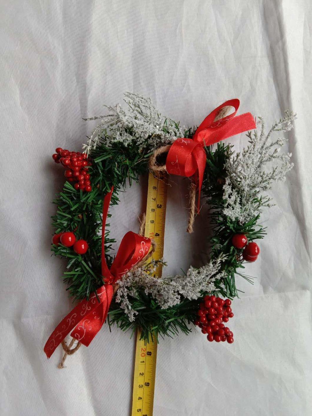 Artificial Plastic Christmas Wreath with Decorated