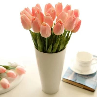 Vlovelife Wholesale PE Real Touch Tulips Bouquet Home Office Wedding Decor Artificial Tulip Flowers