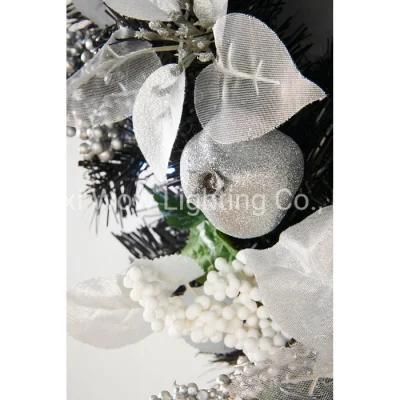 Decorated Wreath Illuminated with 20 Cool White LED Lights