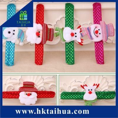 Santa Snowman Bear Slap Bracelets Christmas Hand Clap LED Slap Wristband Kids Adults