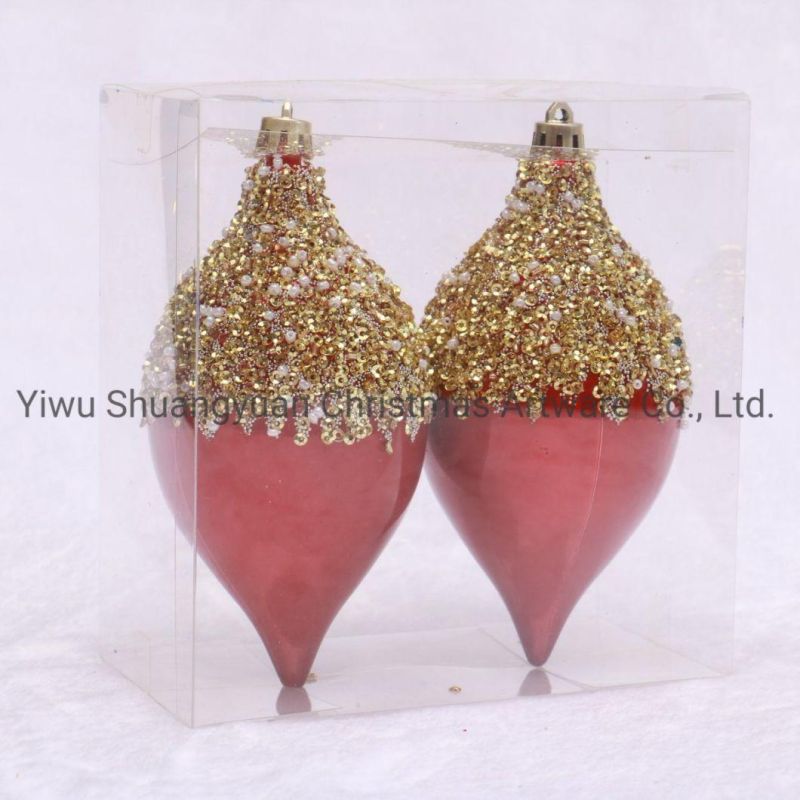 Red Special Plastic Christmas Ball with Paillette and Beads