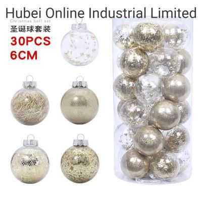 30PC/Bucket 6cm Christmas Ball Christmas Tree Hanging Ball Acrylic Transparent Ball Christmas Supplies
