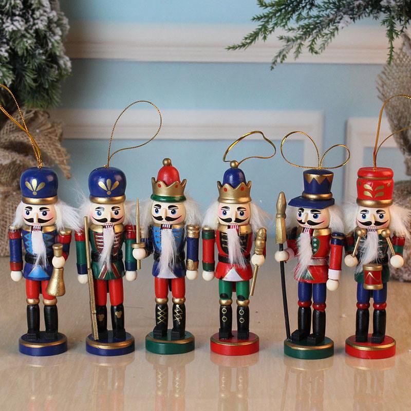 Nutcrackers Hanging Ornament Figures - Christmas Mini Wooden King and Soldier Nutcracker