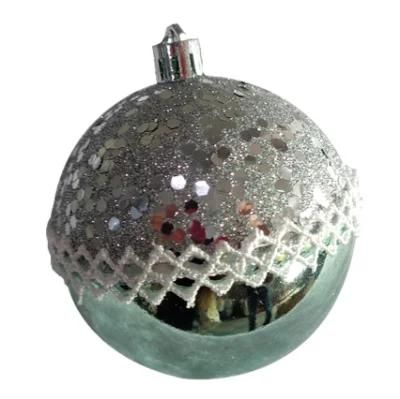 8cm Personalized Mint Green Plastic Christmas Balls Christmas Glitter Ball